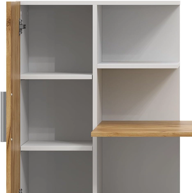 ESCRITORIO LECKO 2 PUERTAS ABATIBLES 3 ESTANTES CON LIBRERO ROBLE BLANCO - 8