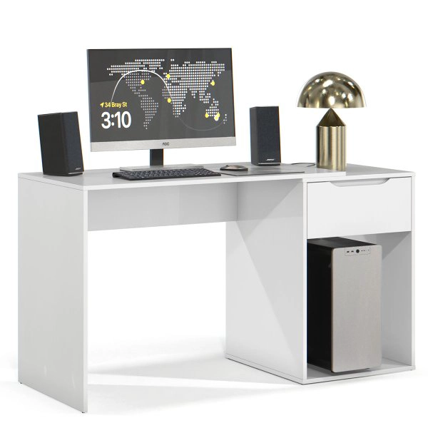 ESCRITORIO MARUN CON CAJON Y SOPORTE PARA CPU BLANCO 135CM - 3