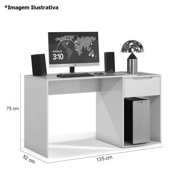 ESCRITORIO MARUN CON CAJON Y SOPORTE PARA CPU BLANCO 135CM - 6