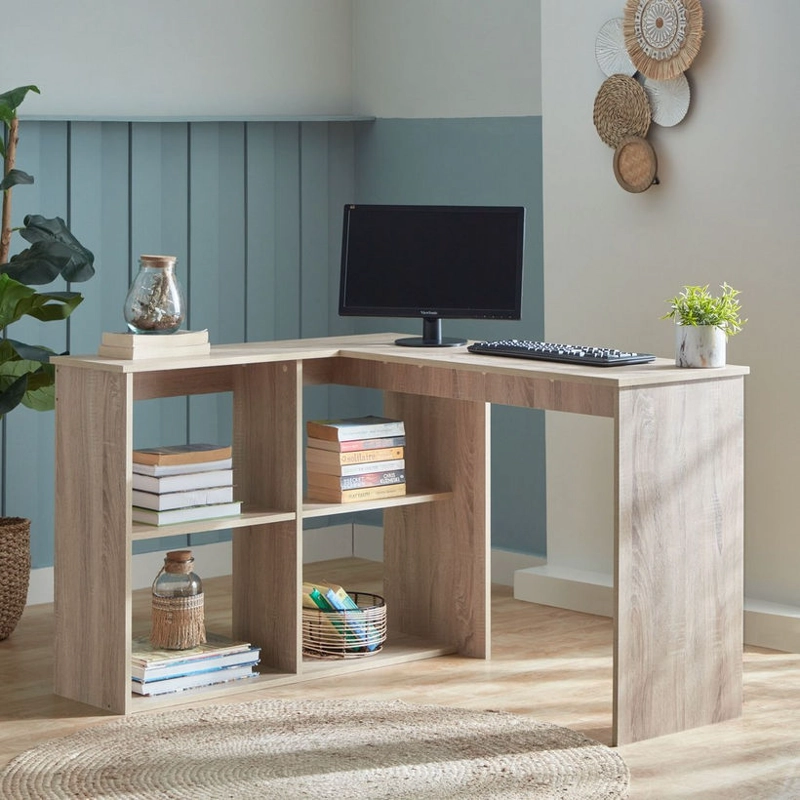 ESCRITORIO ESQUINERO MAXI CON ESTANTES ABIERTOS ROBLE 120CM - 1