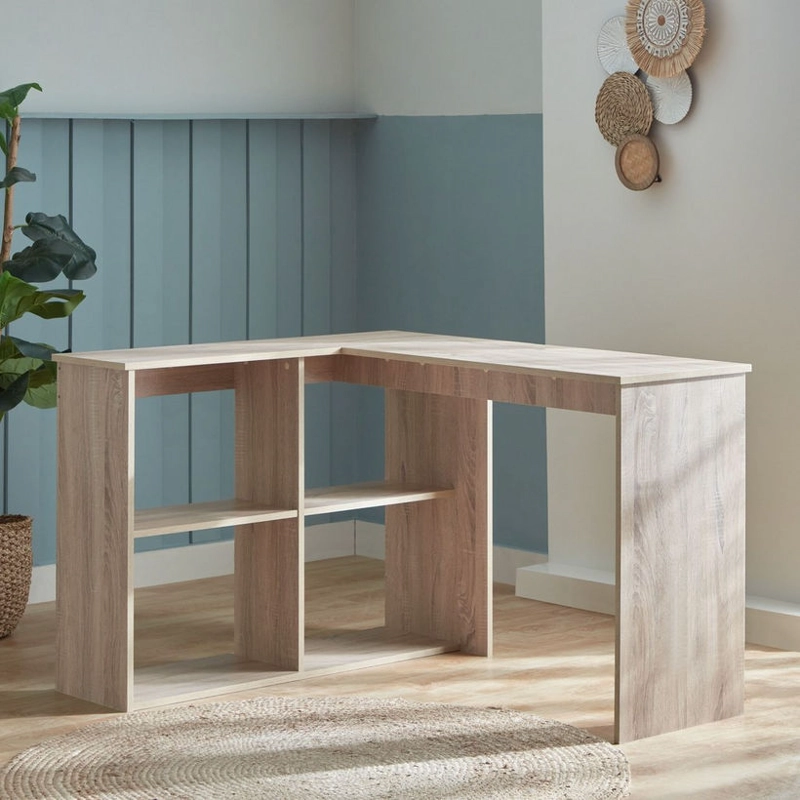ESCRITORIO ESQUINERO MAXI CON ESTANTES ABIERTOS ROBLE 120CM - 2