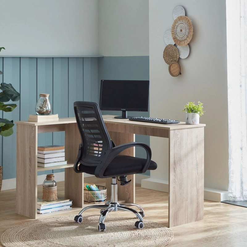 ESCRITORIO ESQUINERO MAXI CON ESTANTES ABIERTOS ROBLE 120CM - 5