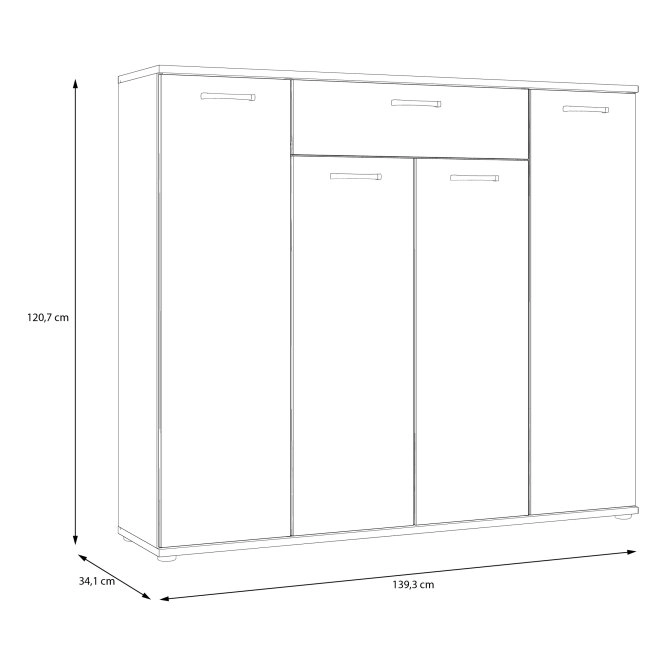 COMODA DARLEY 4 PUERTAS 1 CAJON COLOR BLANCO 139CM - 6