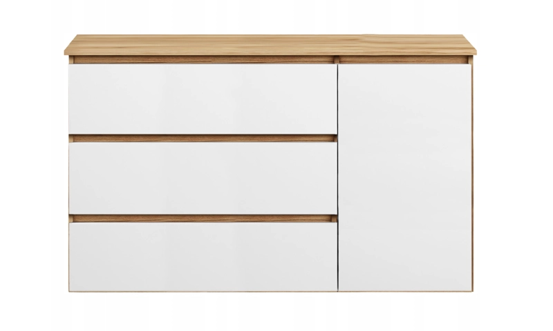 COMODA MARINA 3 CAJONES 1 PUERTA ROBLE BLANCO 120CM - 6