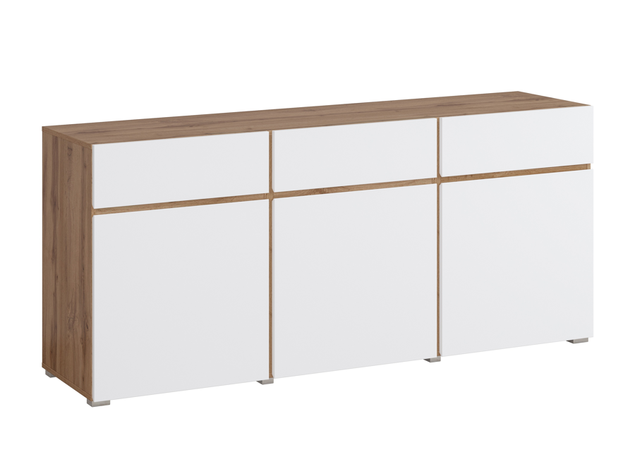 COMODA ELBORA 3 PUERTAS 3 CAJONES  BLANCO Y ROBLE 180CM - 2