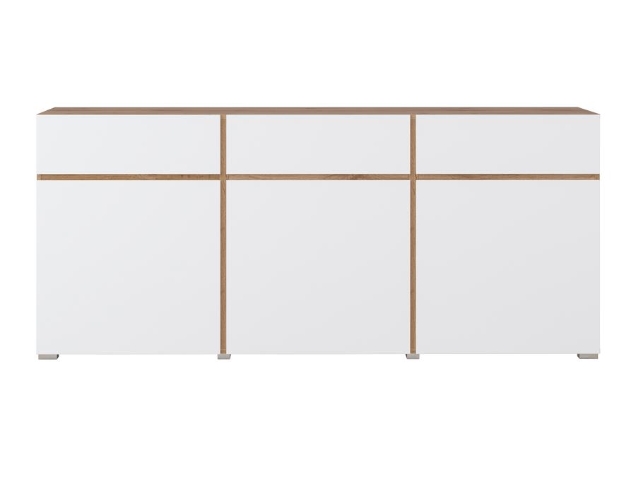COMODA ELBORA 3 PUERTAS 3 CAJONES  BLANCO Y ROBLE 180CM - 3
