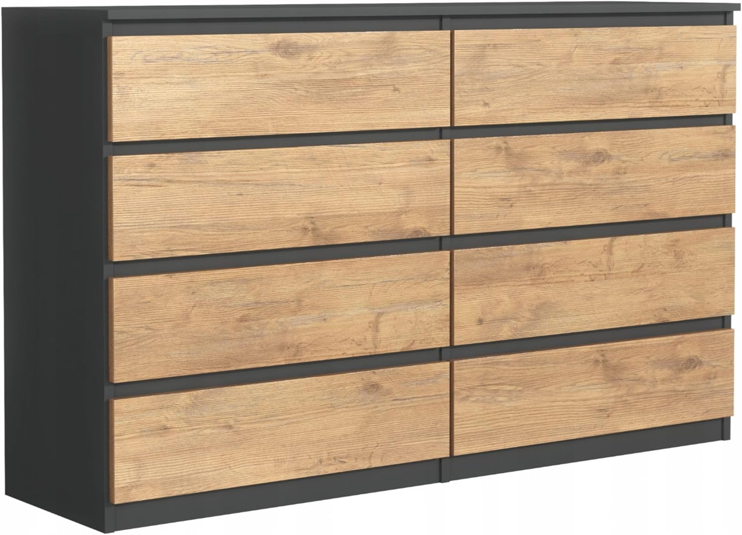 COMODA OSLO  8 CAJONES COLOR GRAFITO ROBLE 140CM - 3