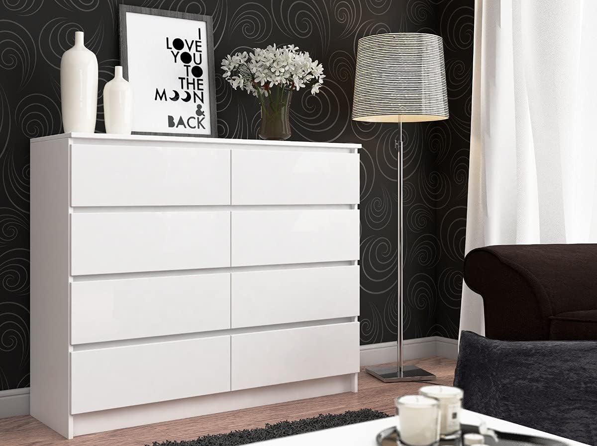 COMODA OSLO 8 CAJONES COLOR BLANCO 120CM - 1