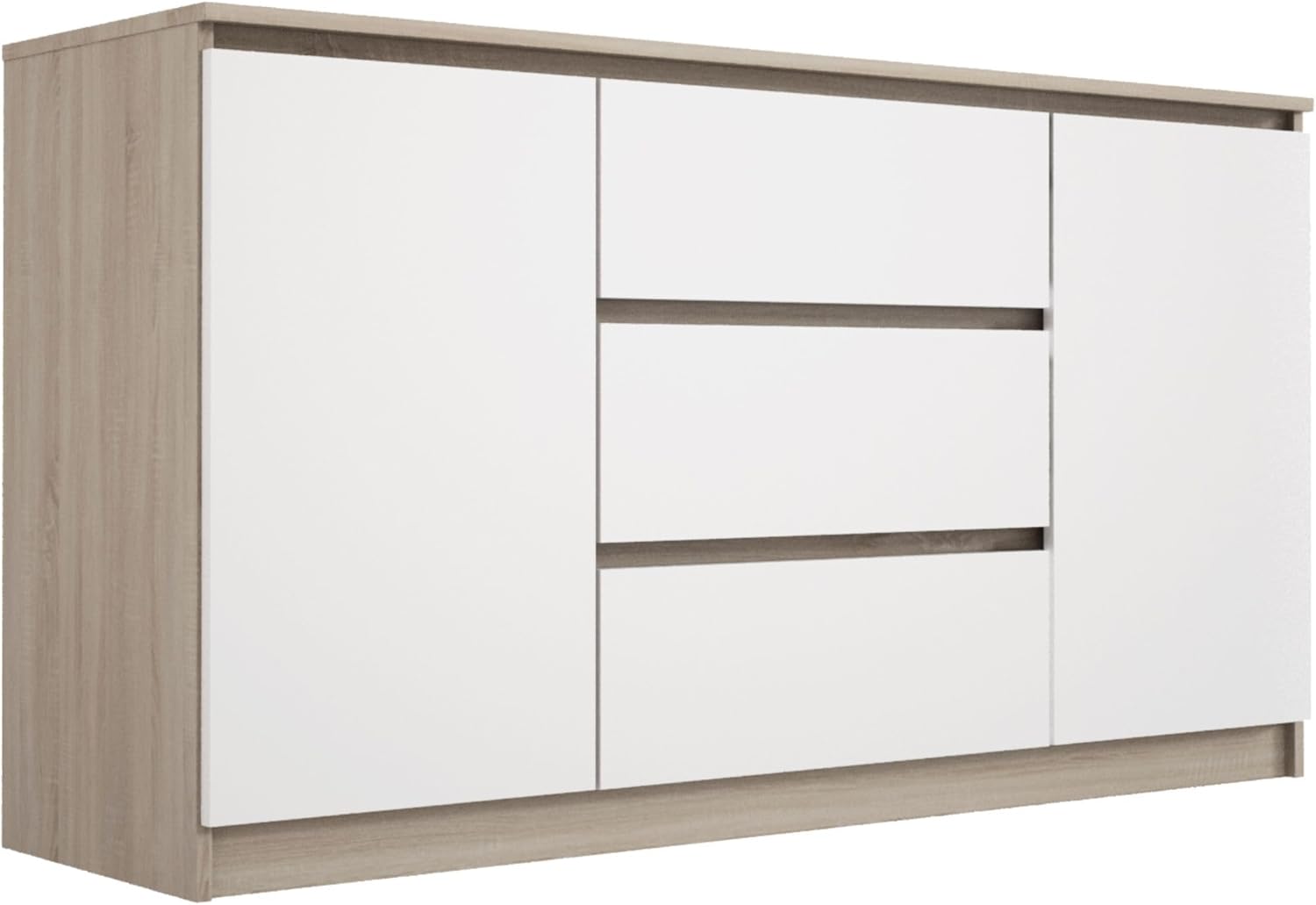 COMODA OSLO  3 CAJONES 2 PUERTAS COLOR BLANCO ROBLE 140CM - 3