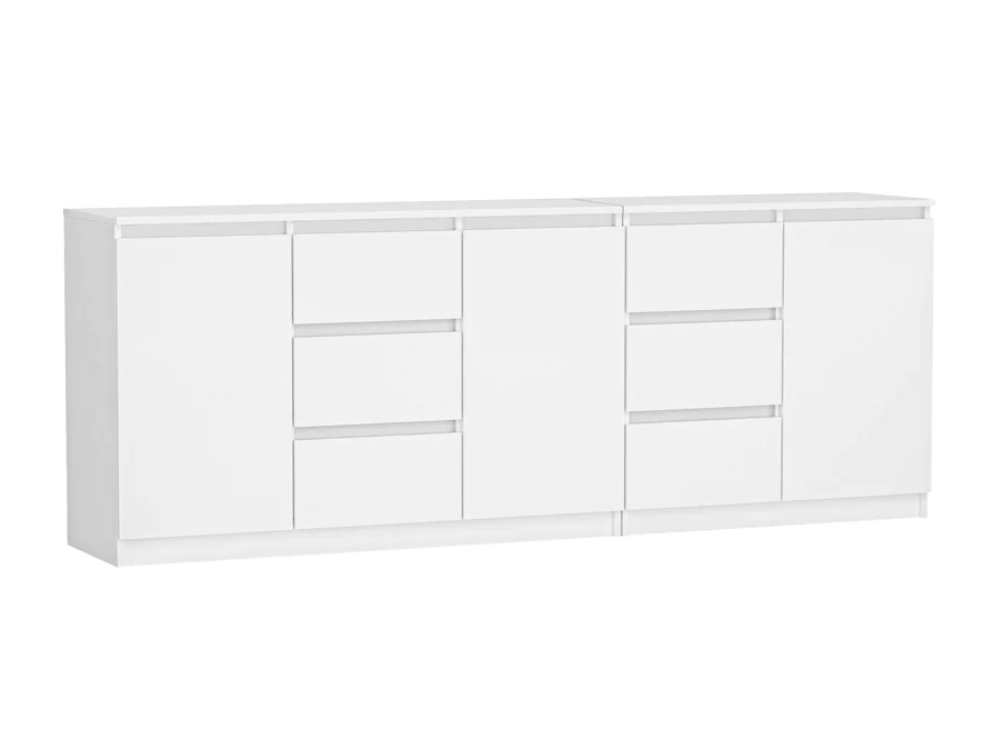 CÓMODA MARCIA 2 CUERPOS CON 6 CAJONES 3 PUERTAS COLOR BLANCO 75X200CM - 2
