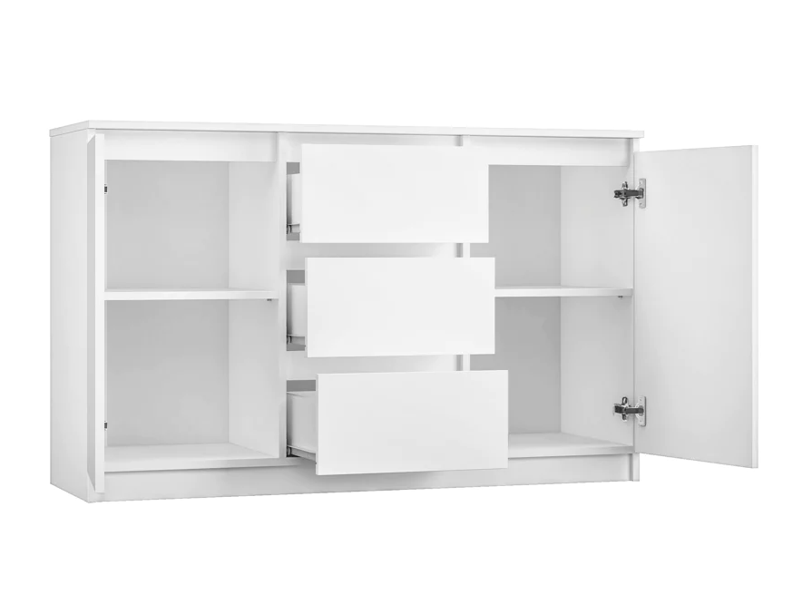 CÓMODA MARCIA 2 CUERPOS CON 6 CAJONES 3 PUERTAS COLOR BLANCO 75X200CM - 4