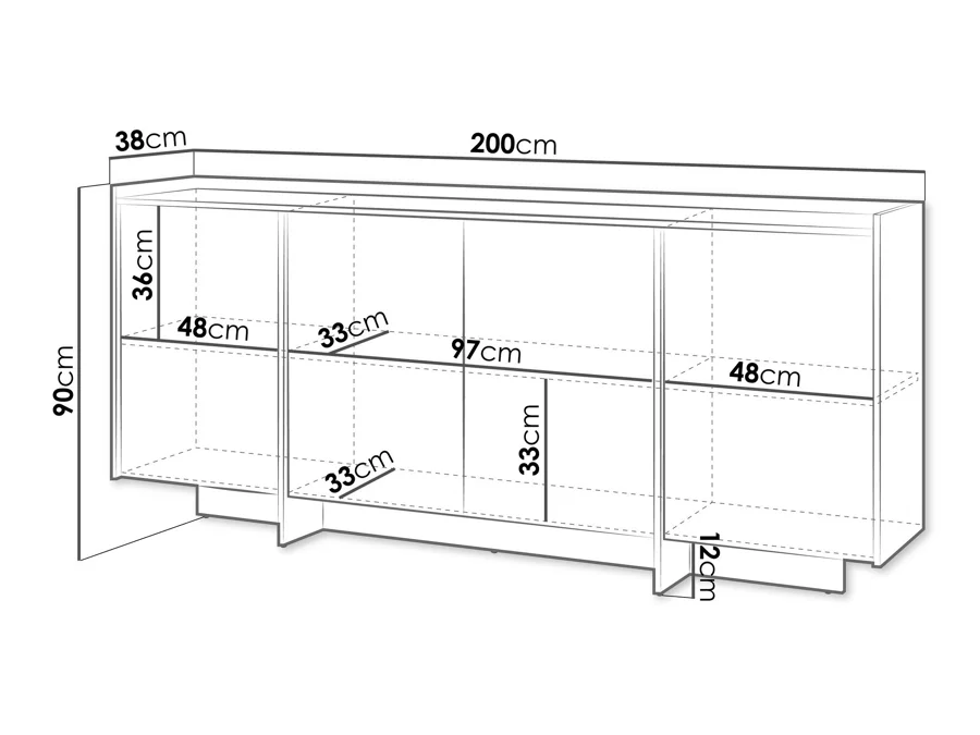 APARADOR FLORTEI 4 PUERTAS ROBLE COÑAC 200CM - 7