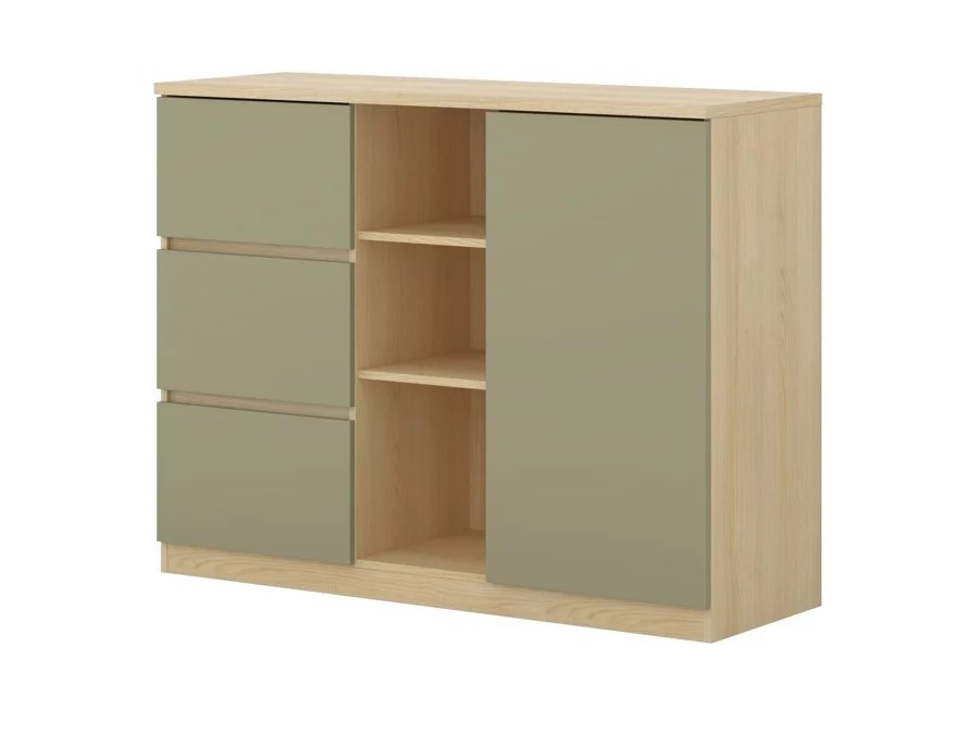 COMODA NEVADA 3 CAJONES ESTANTES 1 PUERTA BLANCO AGAVE 120CM - 4