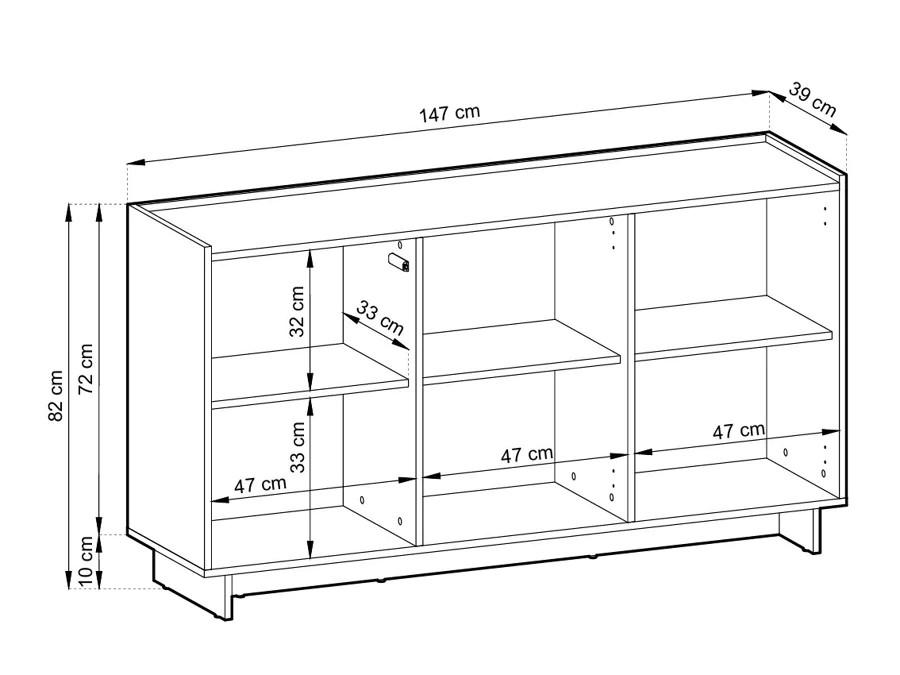 APARADOR BLESTOR 3 PUERTAS CASTAÑO 147CM - 6