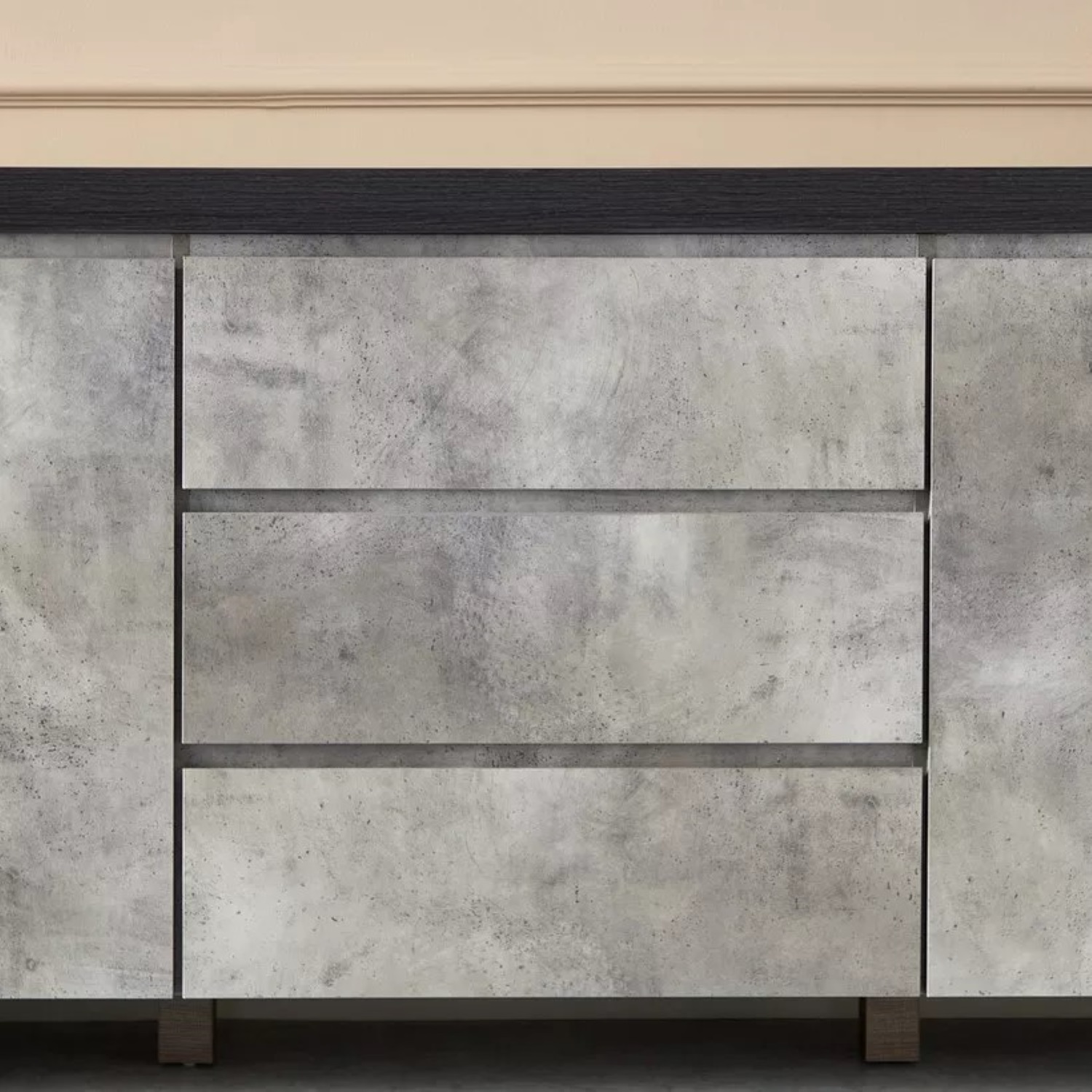 APARADOR MIXUR 2 PUERTAS 3 CAJONES NEGRO ROBLE Y CEMENTO 200X85C - 6