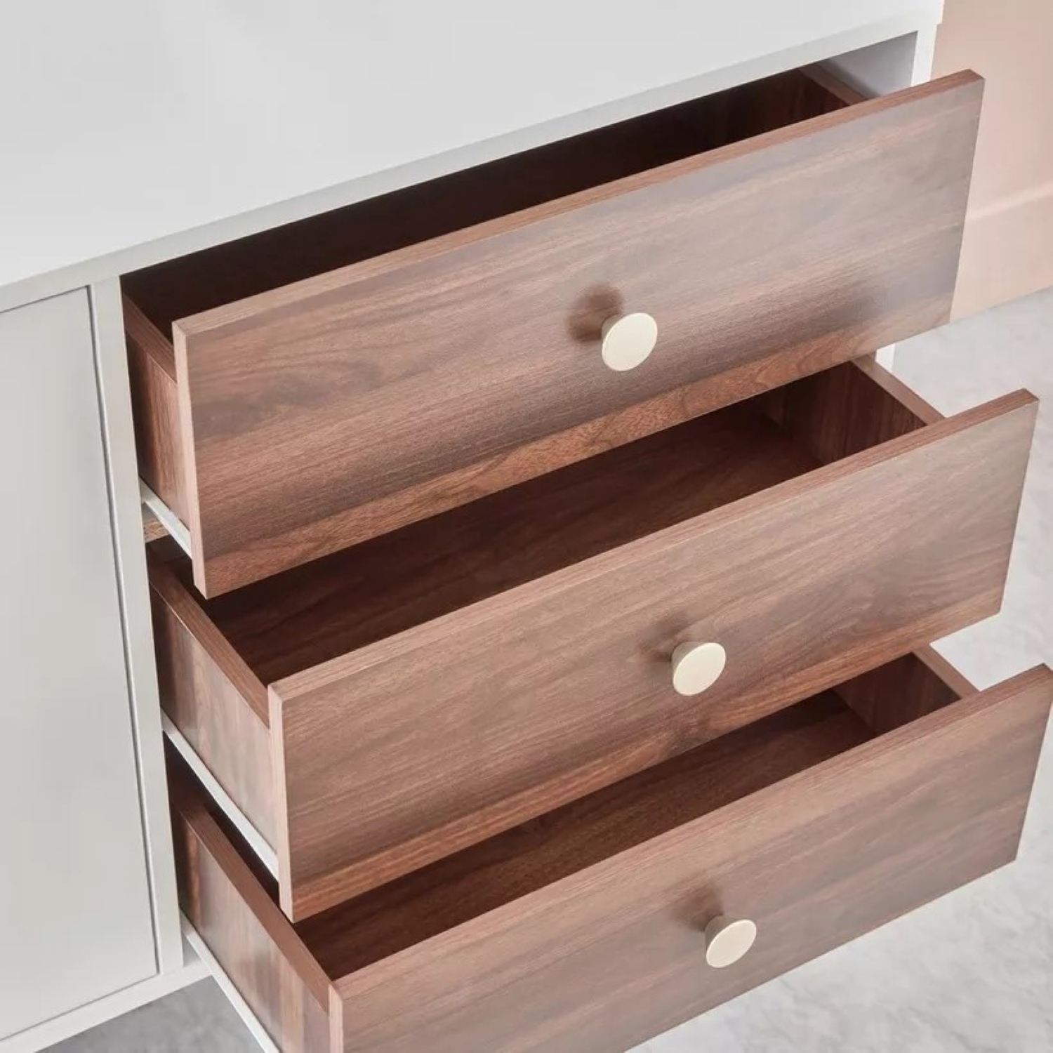 APARADOR KALAS 2 PUERTAS 3 CAJONES, BLANCO Y GALES 140X72CM - 5