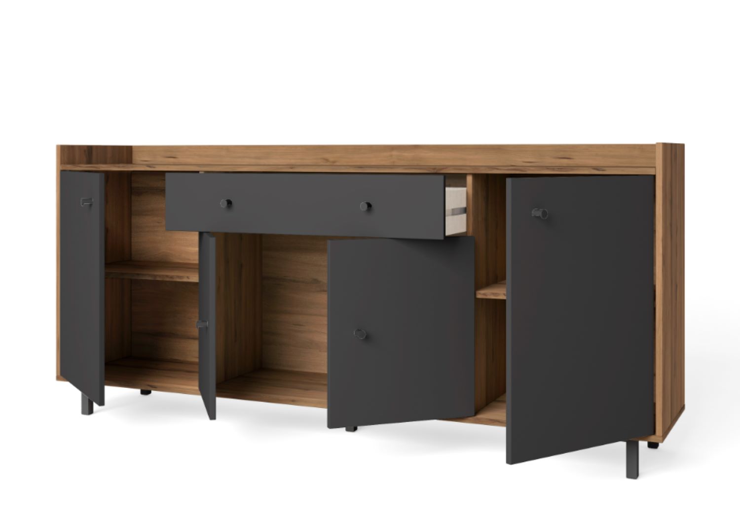 APARADOR LANCER 4 PUERTAS 1 CAJON GRAFITO ROBLE 180CM - 4