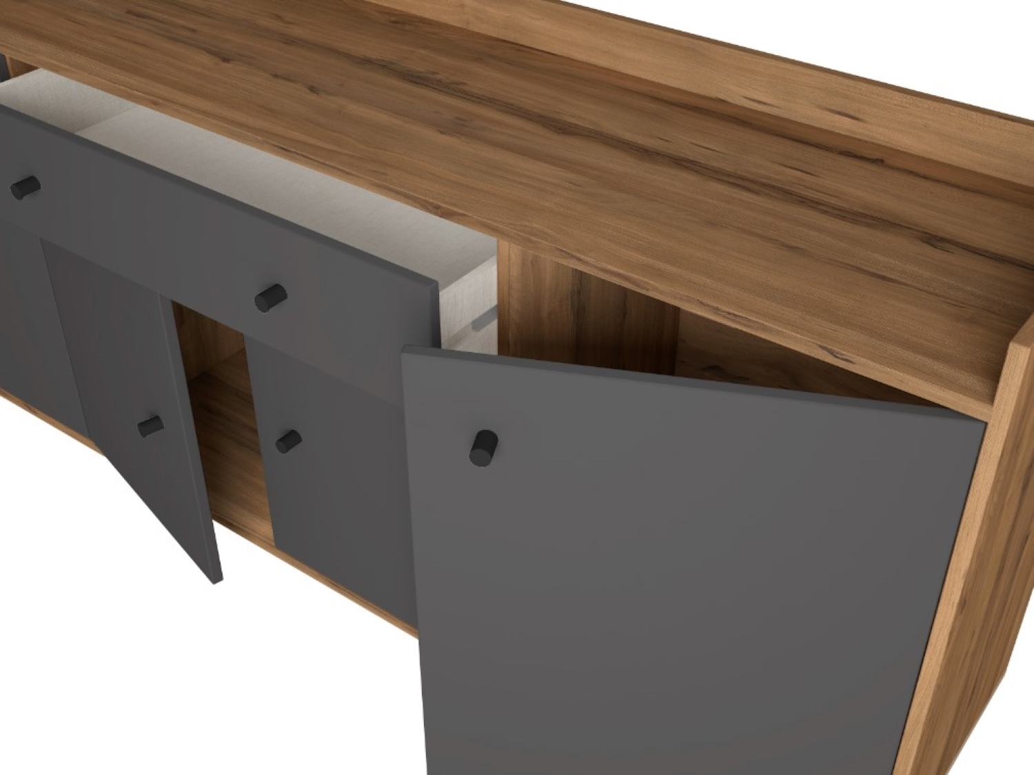 APARADOR LANCER 4 PUERTAS 1 CAJON GRAFITO ROBLE 180CM - 5