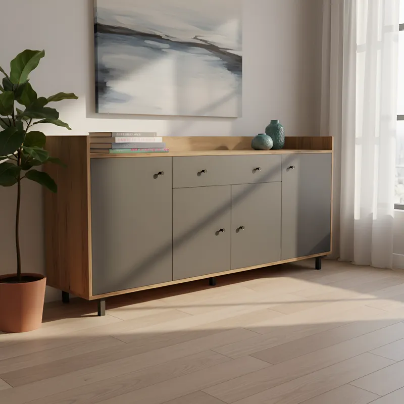 APARADOR LANCER 4 PUERTAS 1 CAJON GRAFITO ROBLE 180CM - 7