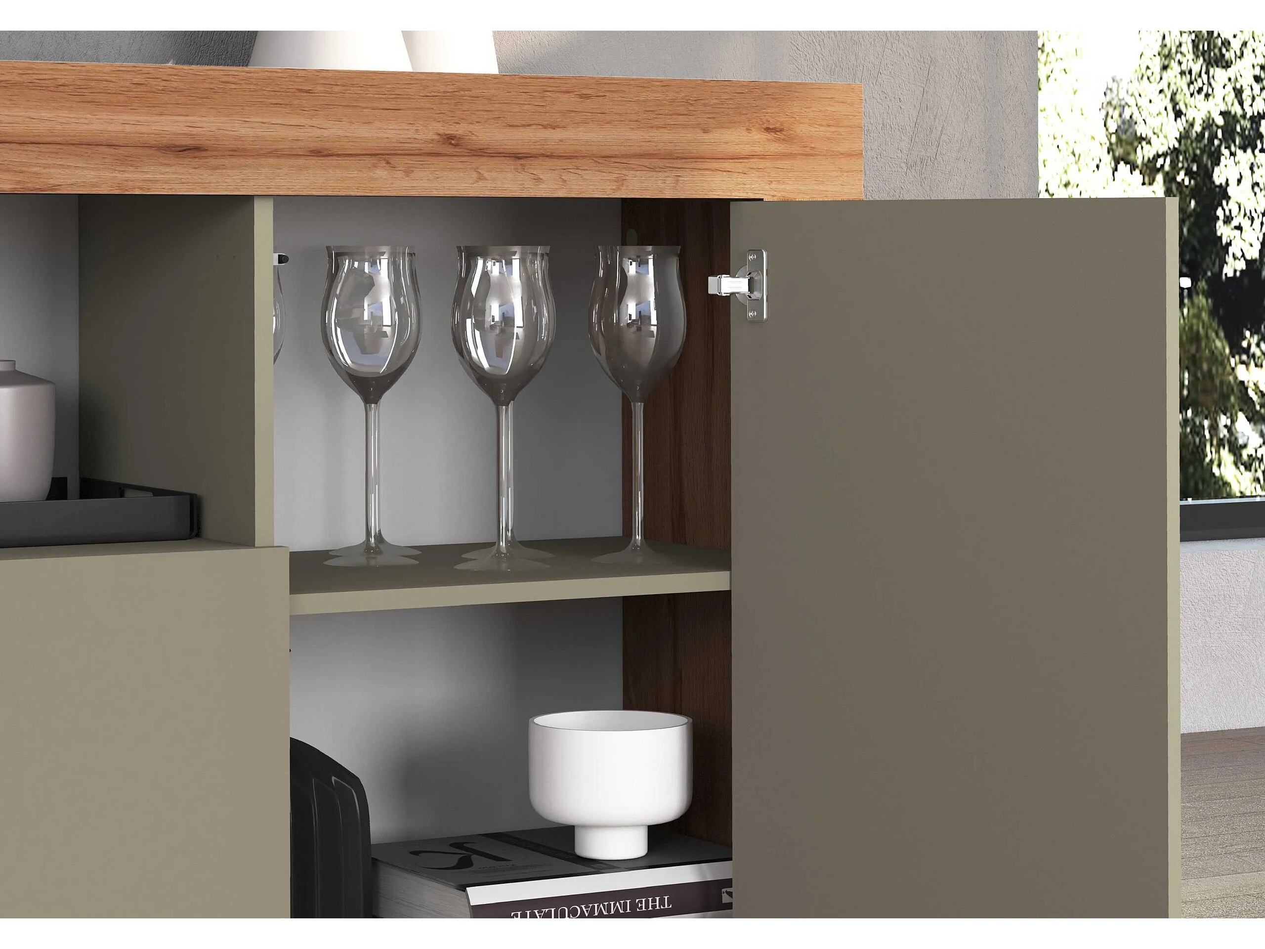 APARADOR CANDRE 4 PUERTAS 2 ESTANTES ROBLE AGAVE 200CM - 5