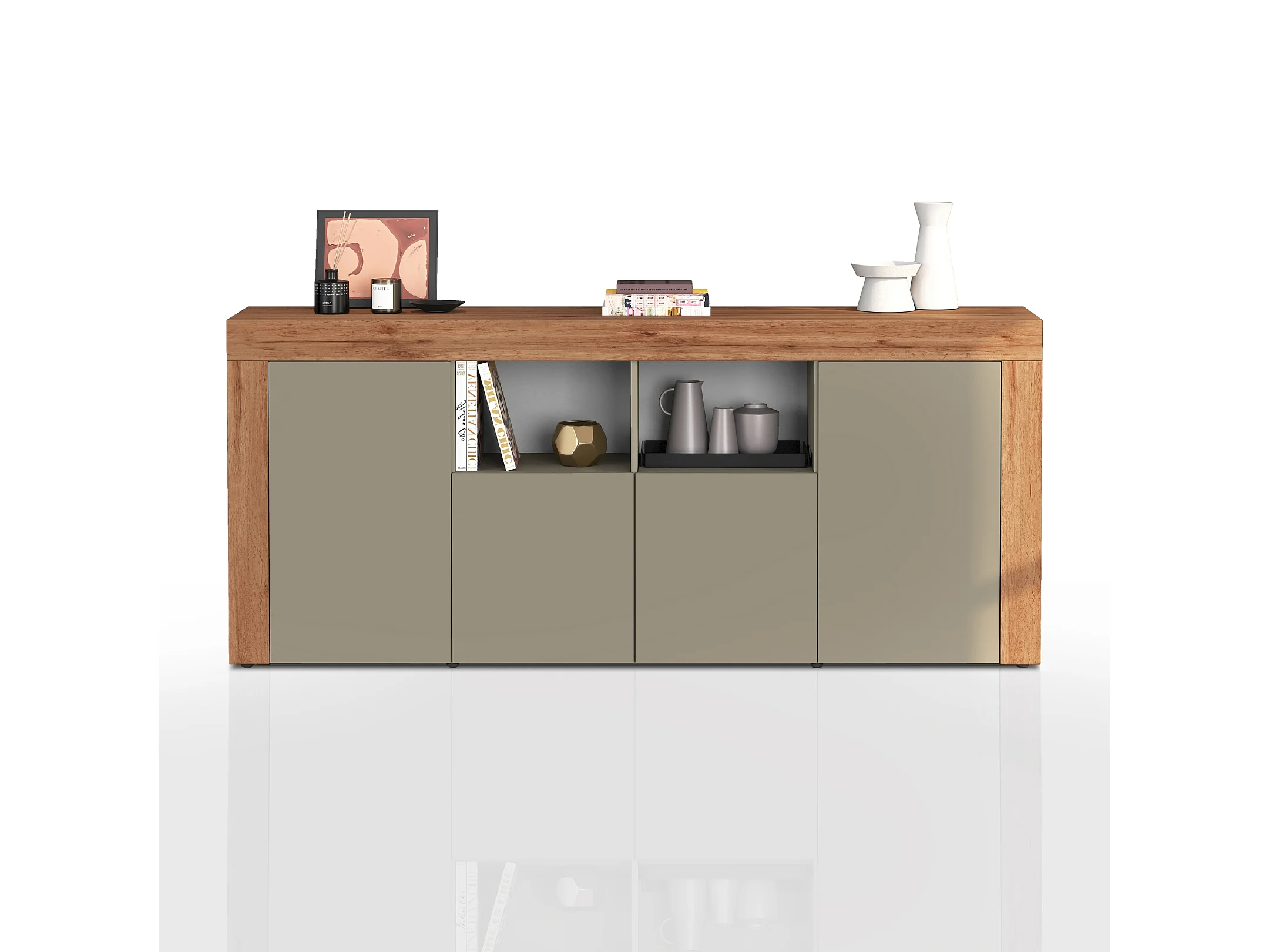 APARADOR CANDRE 4 PUERTAS 2 ESTANTES ROBLE AGAVE 200CM - 7