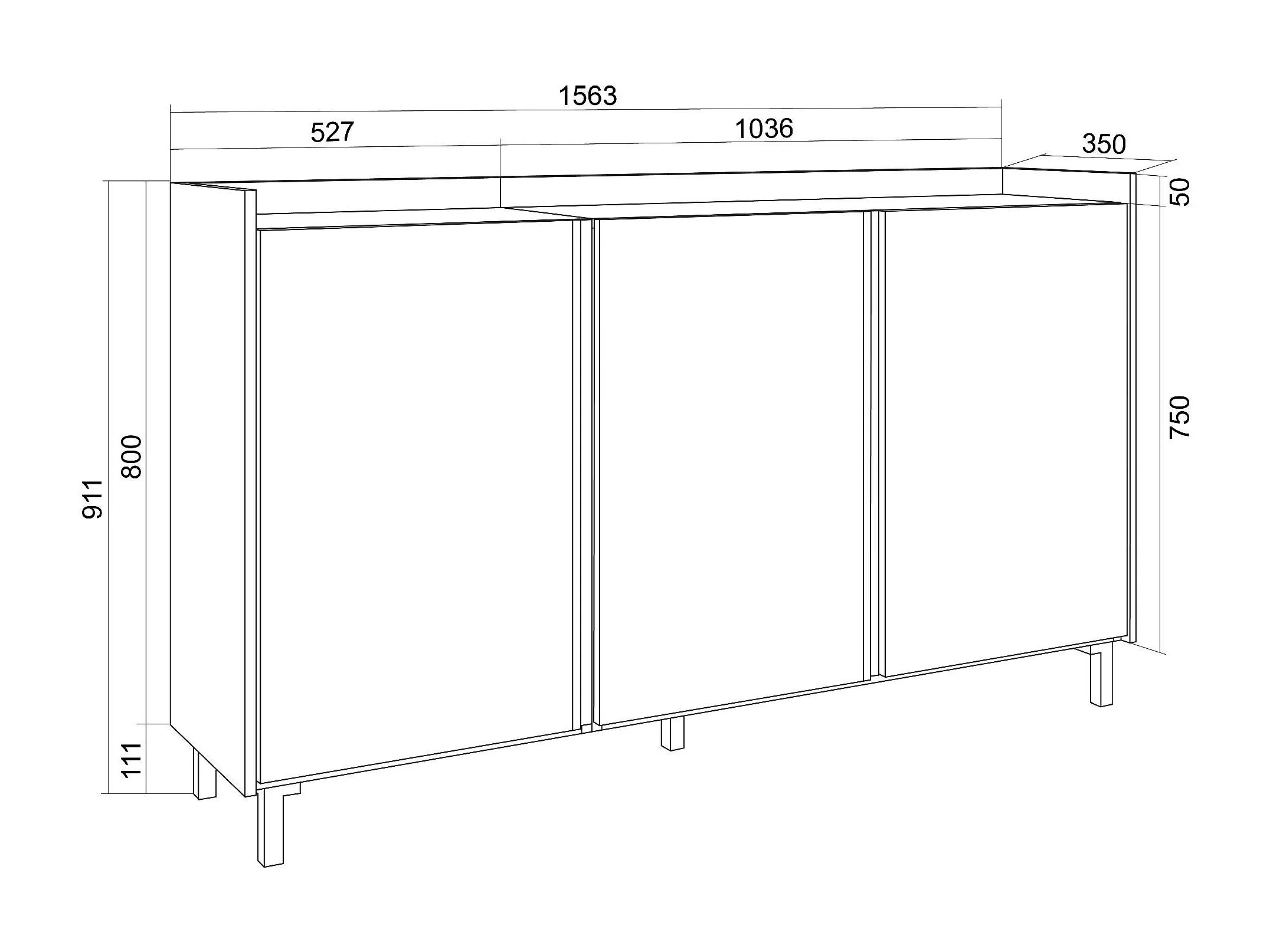 APARADOR ARABIA 3 PUERTAS 4 ESTANTES ROBLE NEGRO 156CM - 6
