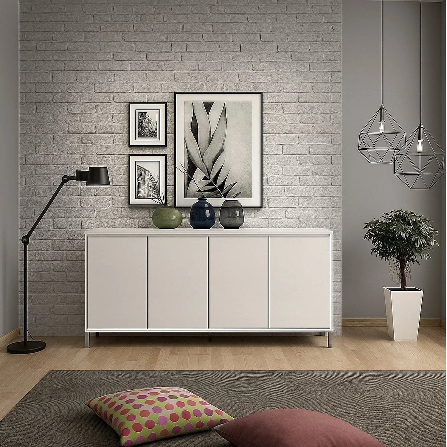 APARADOR KRAT 4 PUERTAS 4 ESTANTES BLANCO 184CM - 1