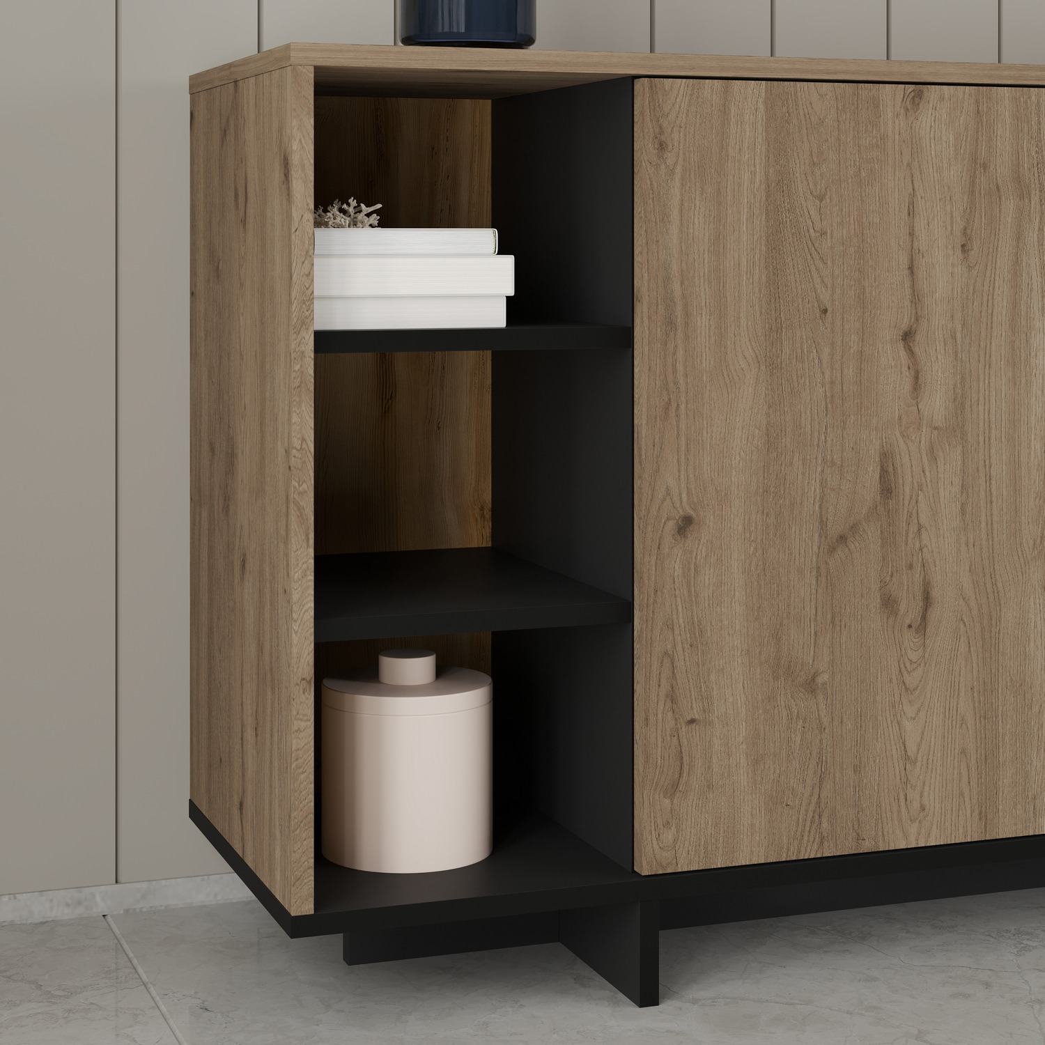 APARADOR YORK 3 PUERTAS 3 ESTANTES ROBLE 170CM - 5