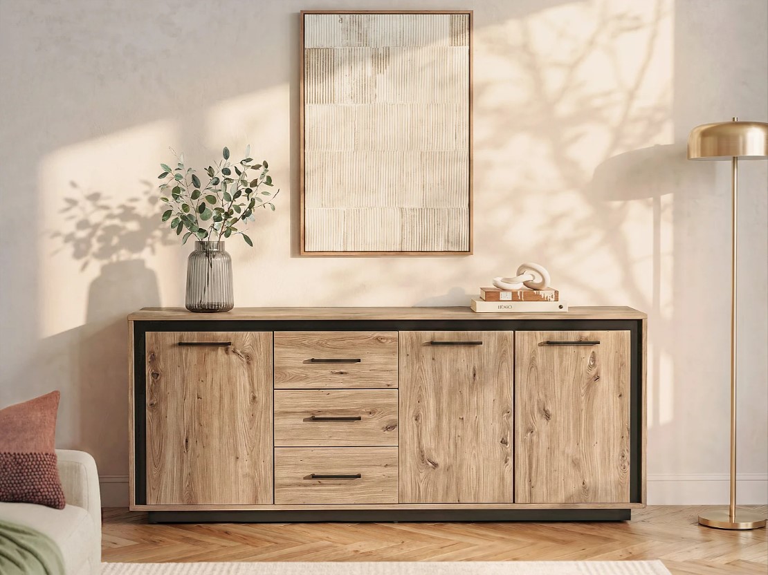 APARADOR FREDER 3 PUERTAS 3 CAJONES ROBLE 180CM - 1
