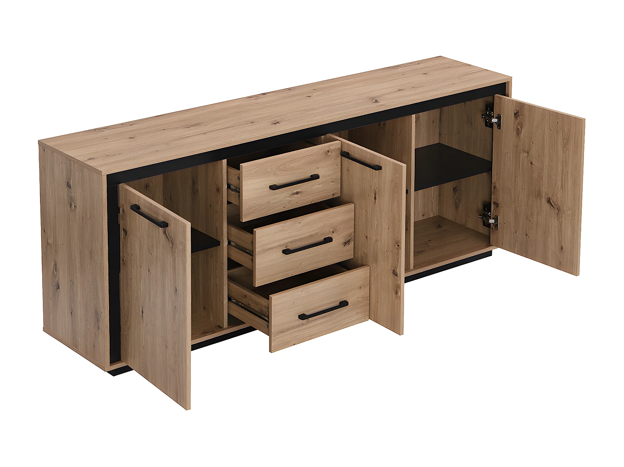 APARADOR FREDER 3 PUERTAS 3 CAJONES ROBLE 180CM - 4