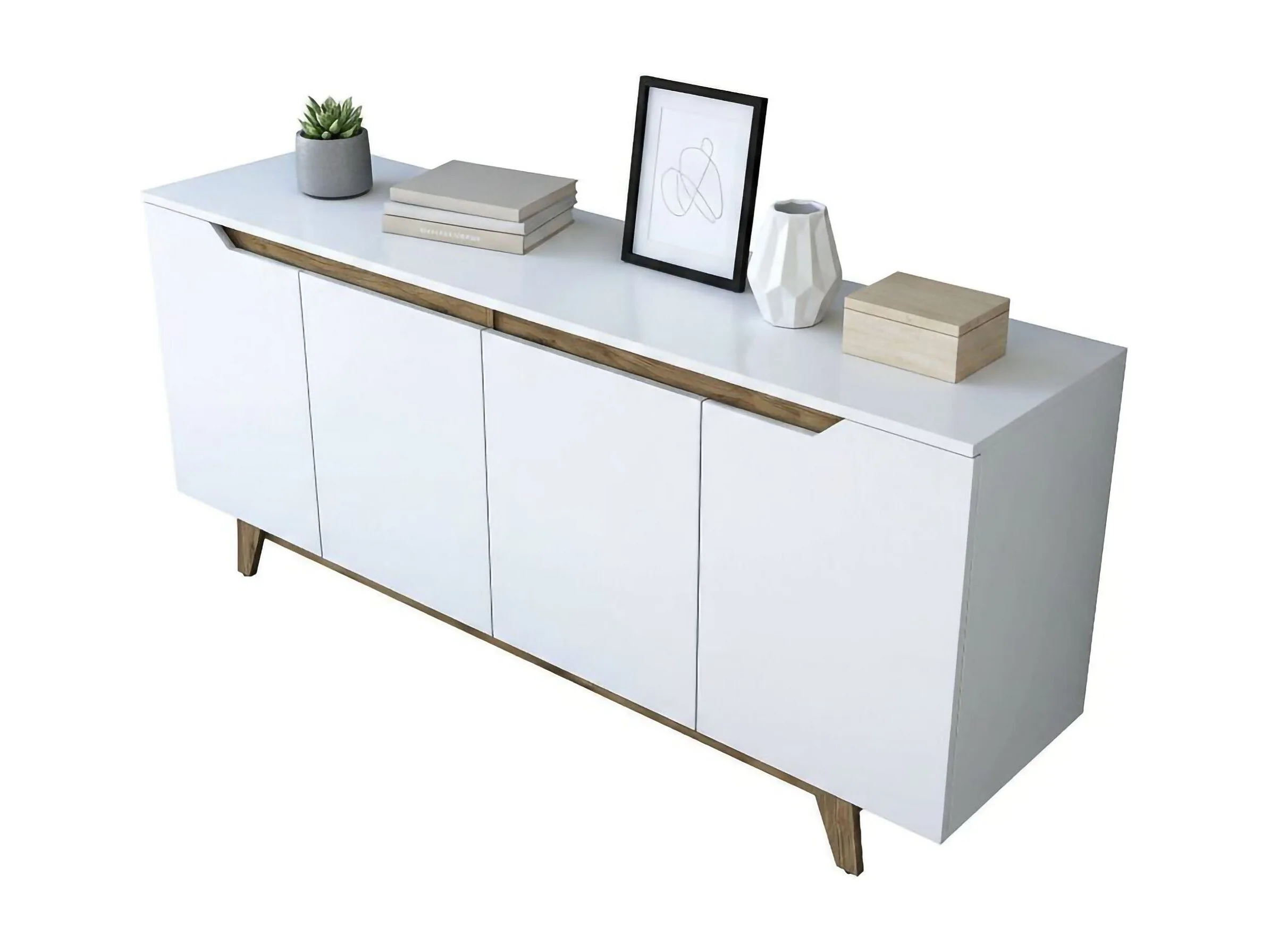 APARADOR GALO 4 PUERTAS 6 ESTANTES BLANCO NOGAL 180CM - 7
