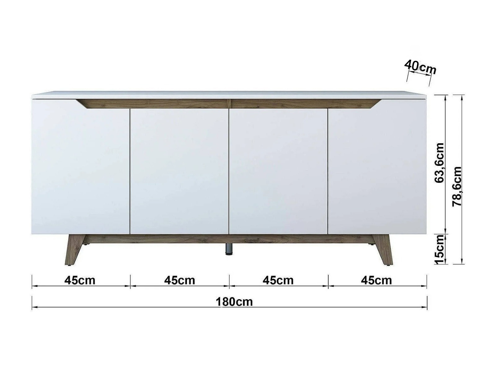 APARADOR GALO 4 PUERTAS 6 ESTANTES BLANCO NOGAL 180CM - 8