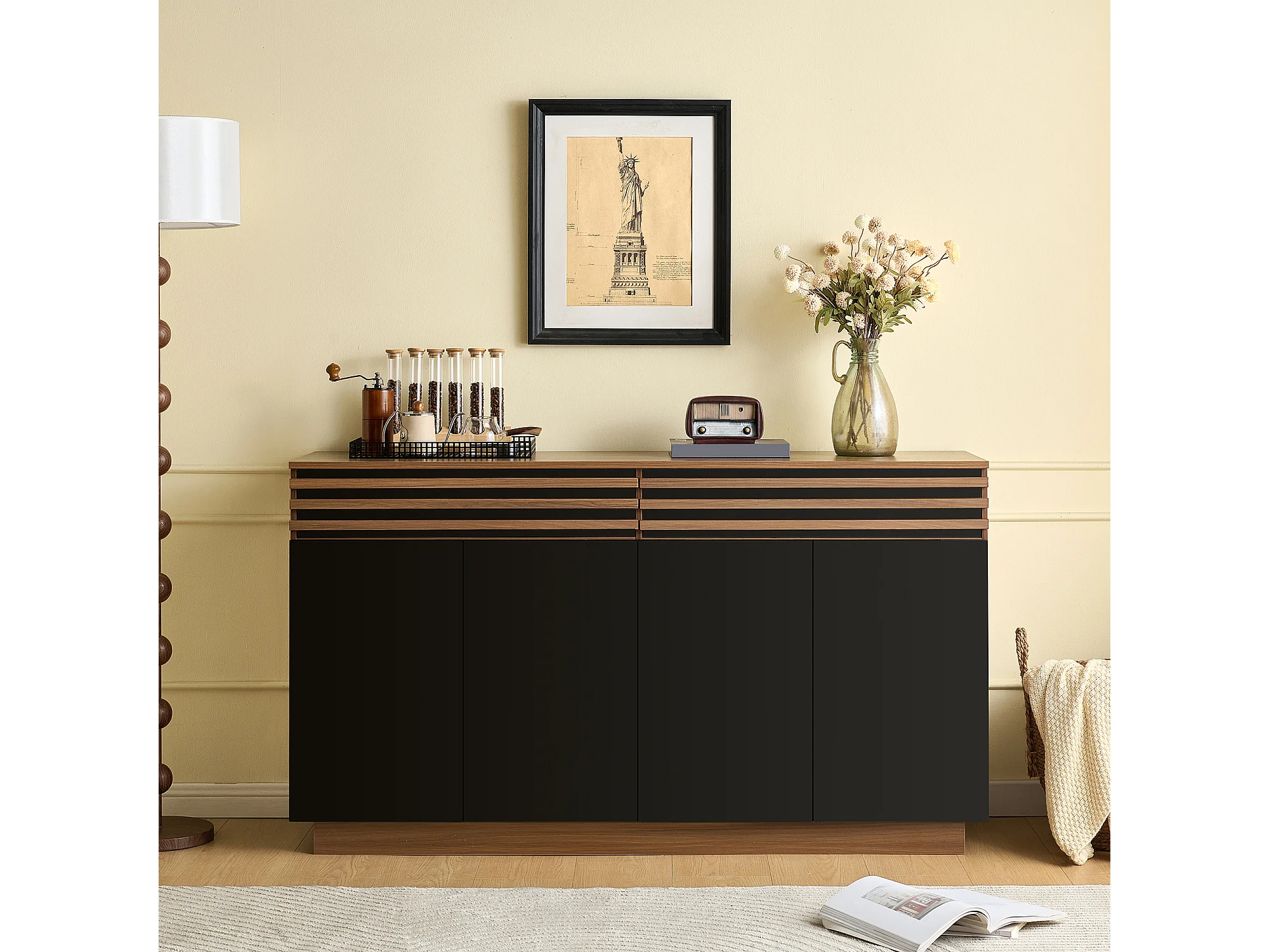 APARADOR DIRCO 4 PUERTAS 2 CAJONES ROBLE NEGRO 150CM - 3