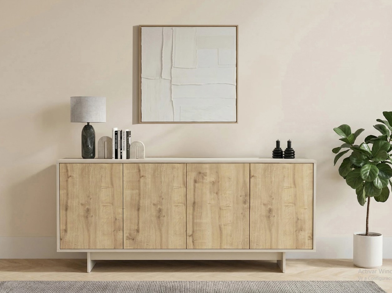 APARADOR RONDALL 4 PUERTAS COLOR ROBLE 180CM - 1