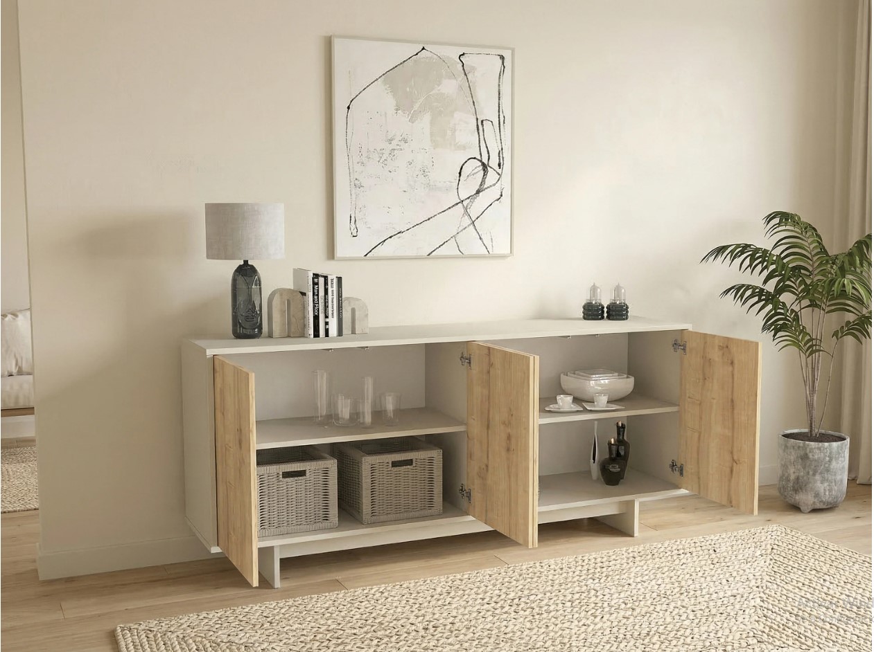 APARADOR RONDALL 4 PUERTAS COLOR ROBLE 180CM - 3