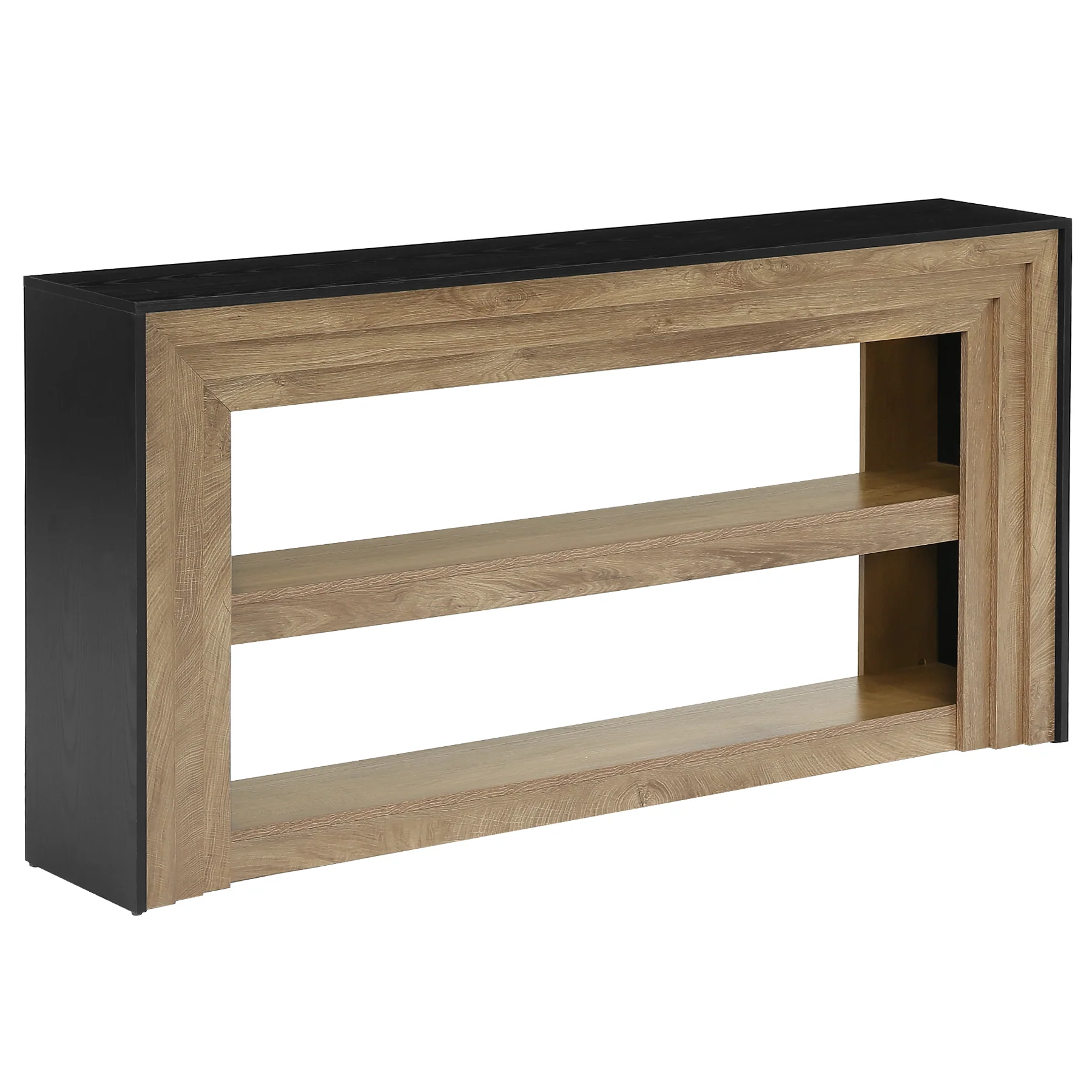 APARADOR RECIBIDOR MASSAL CON ESTANTES ROBLE NEGRO 160X82CM - 5