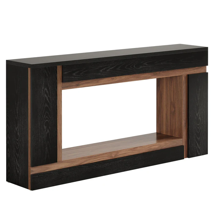 APARADOR RECIBIDOR BENTON CON ESTANTE ROBLE NEGRO 160X80CM - 6