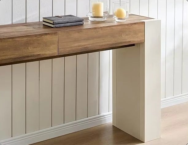 APARADOR RECIBIDOR LEWES 2 CAJONES ROBLE BLANCO 160X85CM - 2