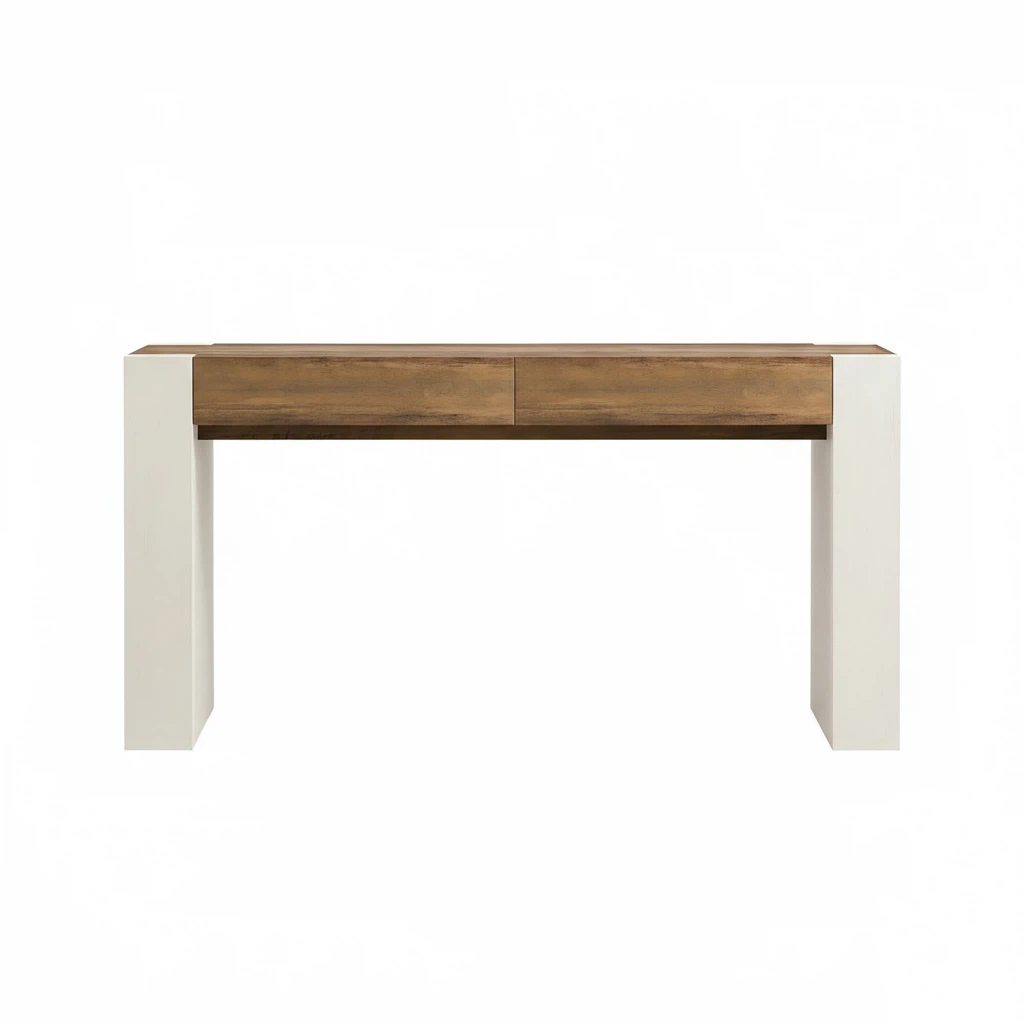 APARADOR RECIBIDOR LEWES 2 CAJONES ROBLE BLANCO 160X85CM - 7