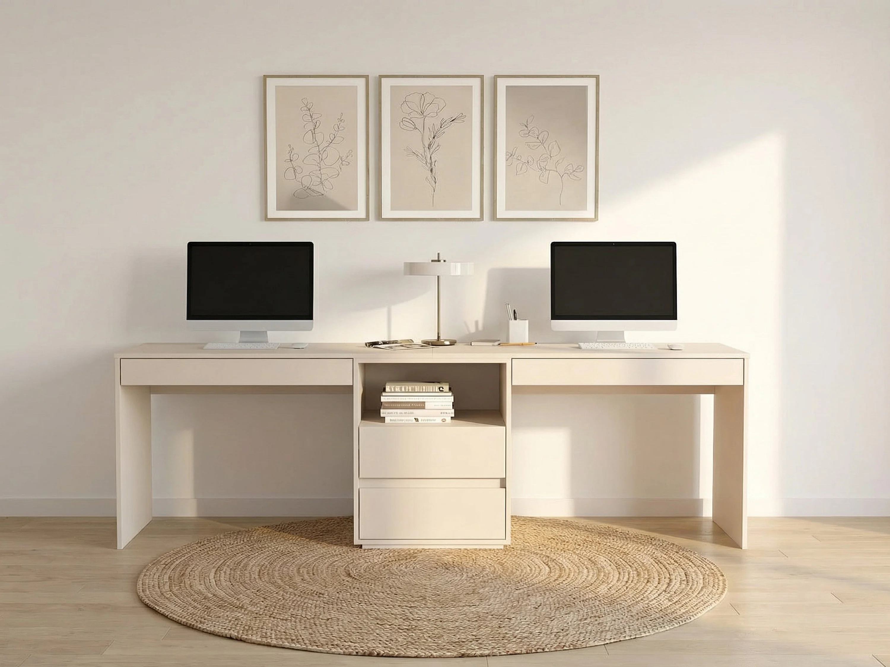 ESCRITORIO DOBLE HOLLAND 4 CAJONES UN ESTANTE CAPRI 240CM - 3