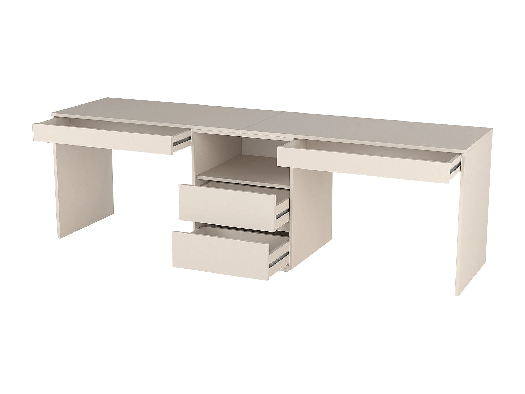 ESCRITORIO DOBLE HOLLAND 4 CAJONES UN ESTANTE CAPRI 240CM - 5