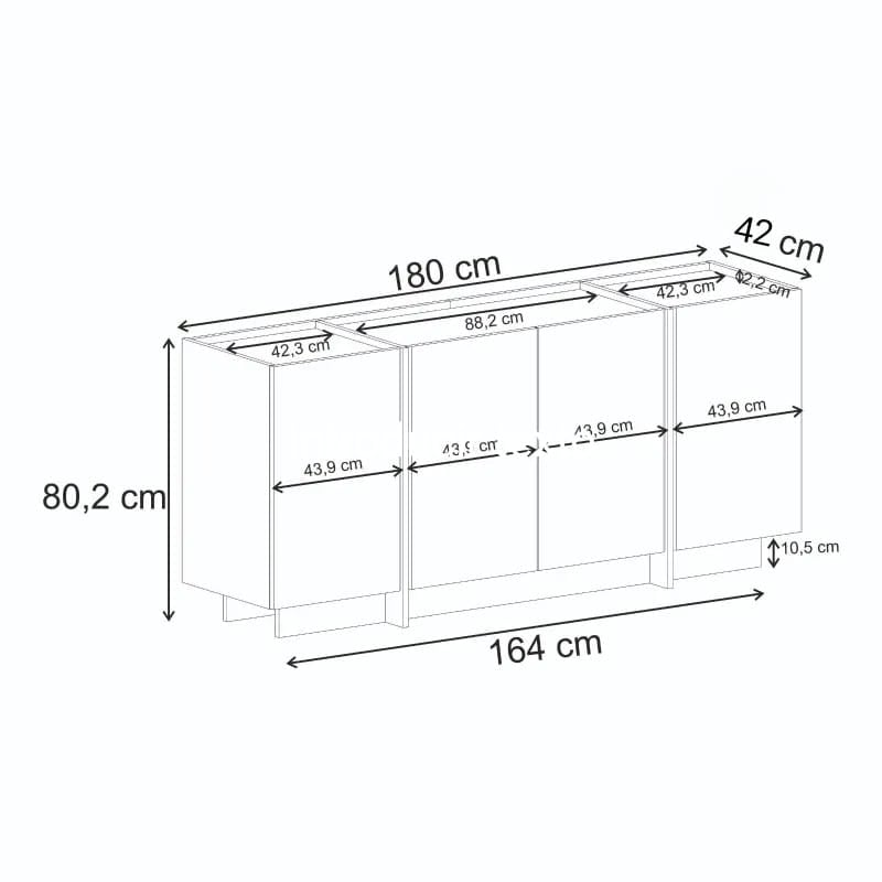 APARADOR LIKEN 4 PUERTAS ESTANTES INTERNOS TIVOLI 180CM - 10