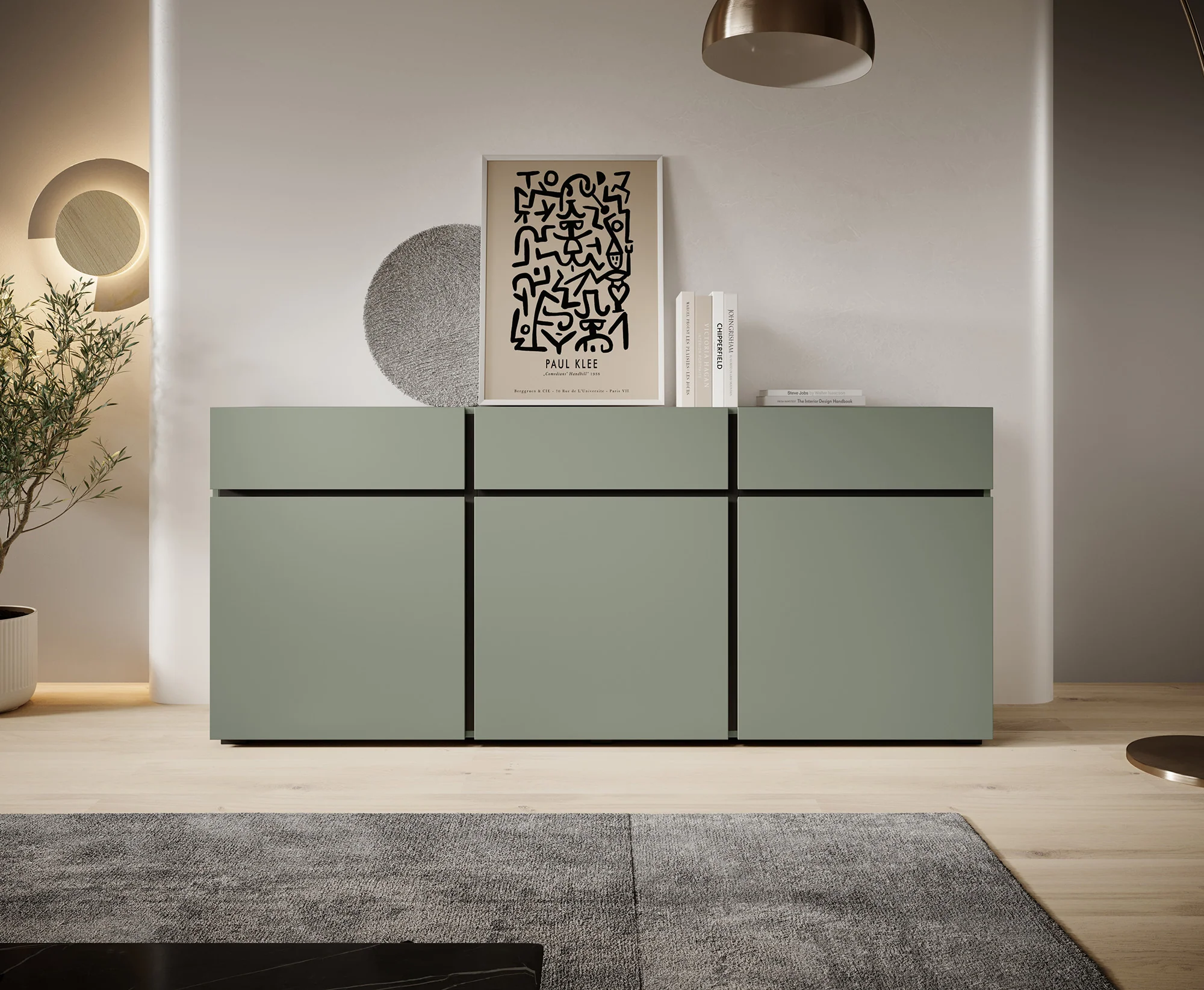 APARADOR ELBORA 3 PUERTAS 3 CAJONES AGAVE NEGRO 180CM - 2