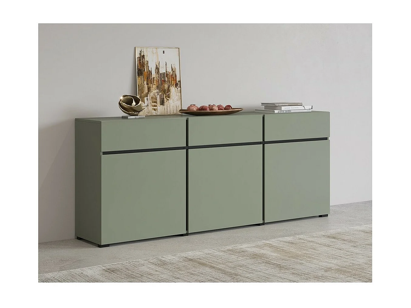 APARADOR ELBORA 3 PUERTAS 3 CAJONES AGAVE NEGRO 180CM - 4