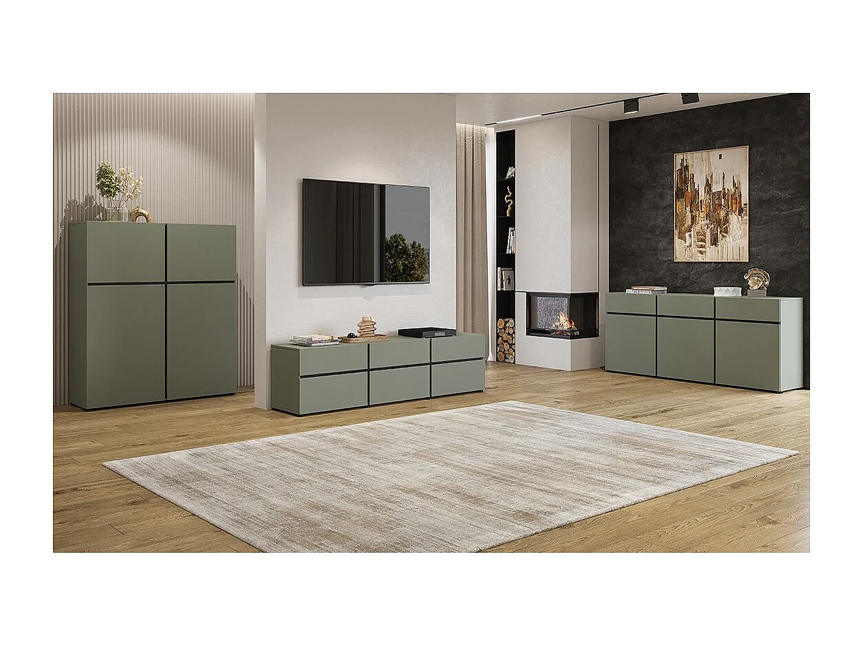 APARADOR ELBORA 3 PUERTAS 3 CAJONES AGAVE NEGRO 180CM - 5