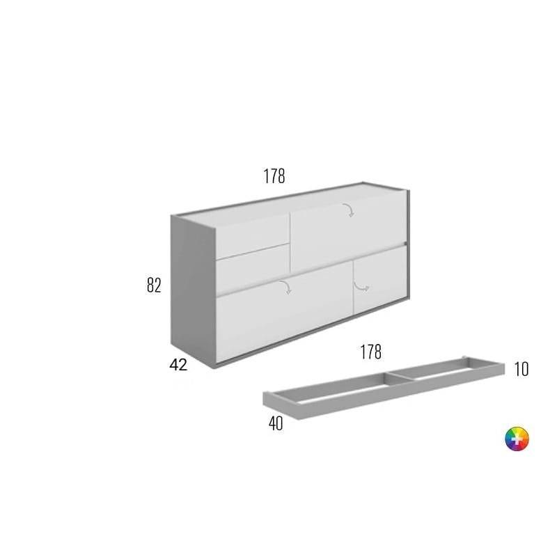 APARADOR VARGIO 3 PUERTAS 2 CAJONES NOGAL GRAFITO 178CM - 5