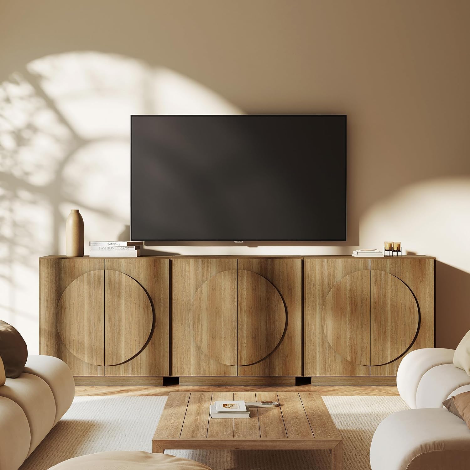 APARADOR ROSLAND 4 PUERTAS ESTANTES INTERNOS CARAMEL 166CM - 4
