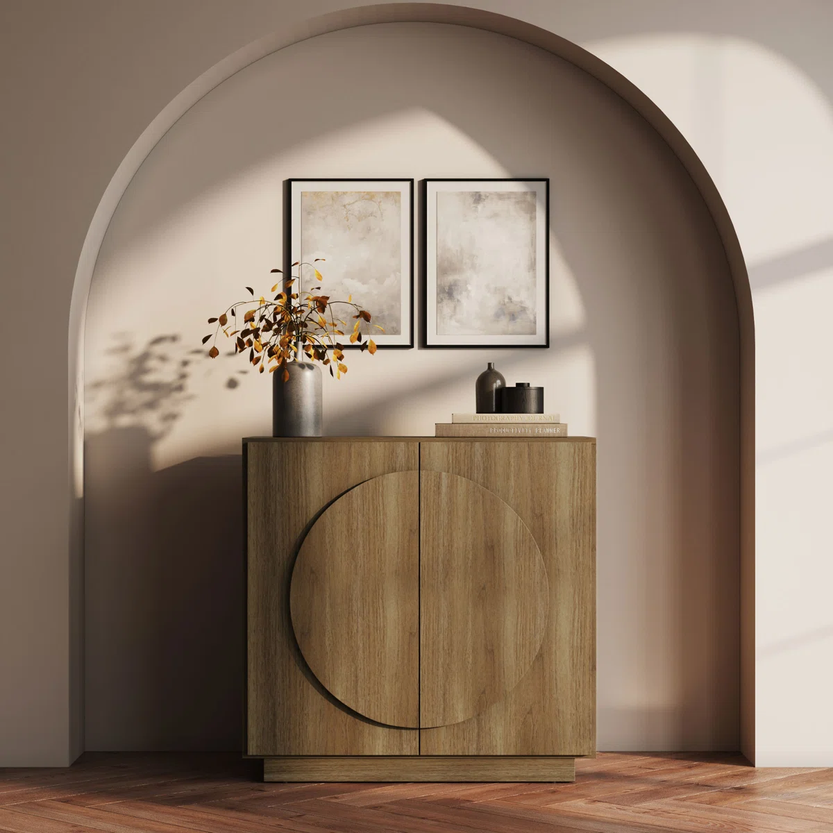 APARADOR ROSLAND 4 PUERTAS ESTANTES INTERNOS CARAMEL 166CM - 5