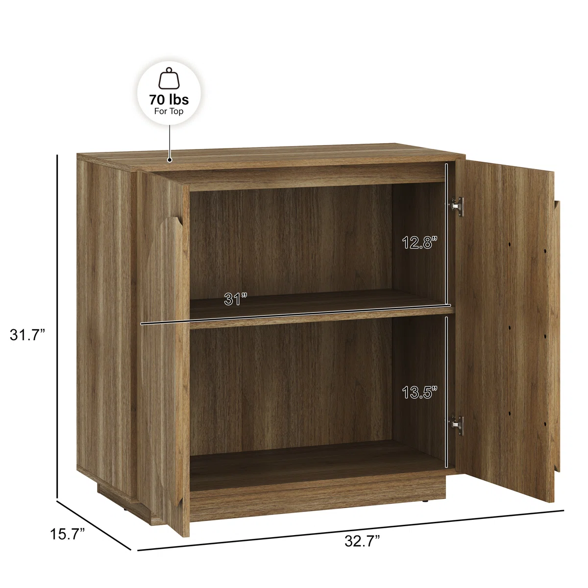APARADOR ROSLAND 4 PUERTAS ESTANTES INTERNOS CARAMEL 166CM - 7