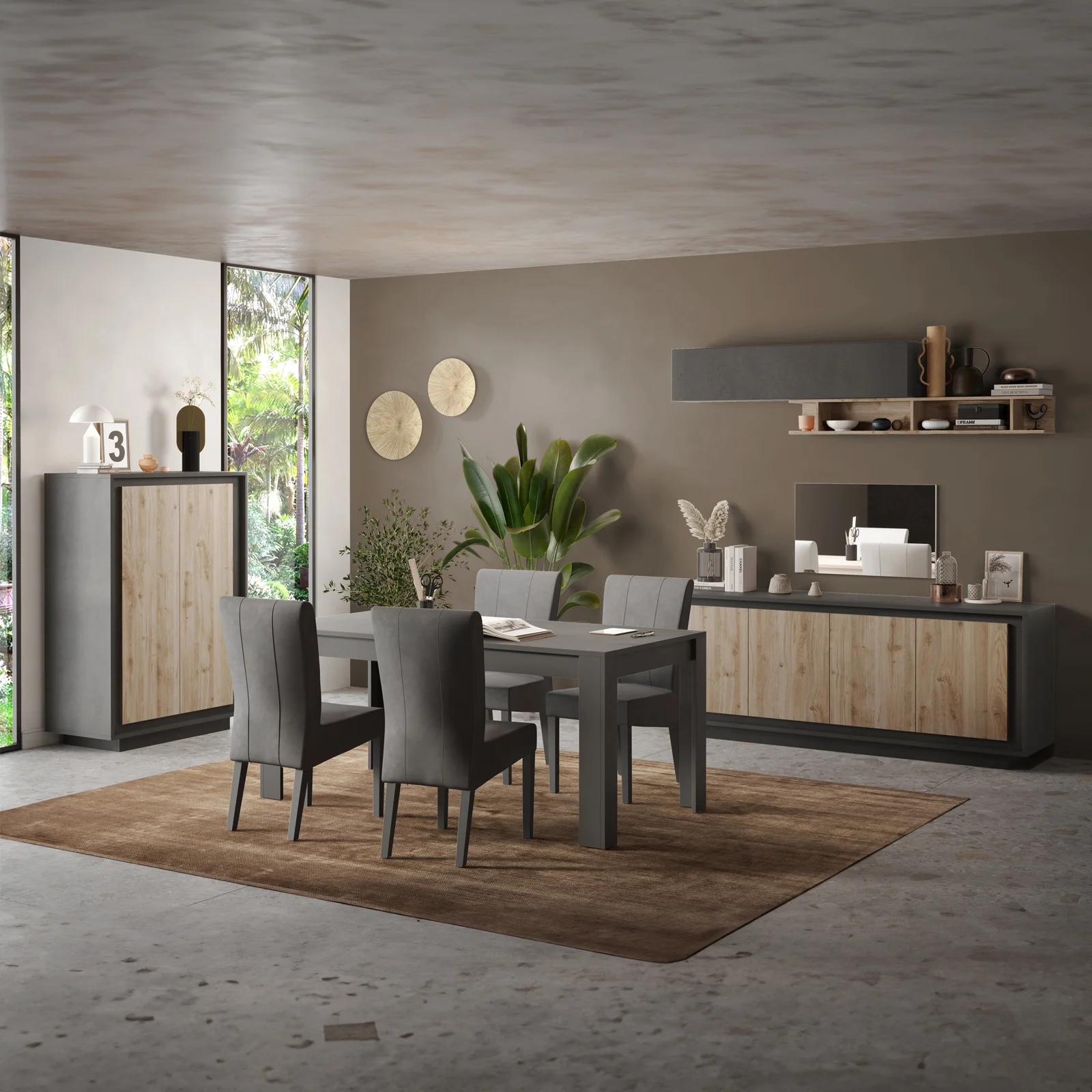 APARADOR MILORD 4 PUERTAS ESTANTES GRAFITO ROBLE 205CM - 4
